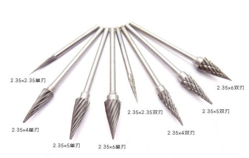 2.35mm Shaft Tungsten Carbide Burrs Tree Pointed 